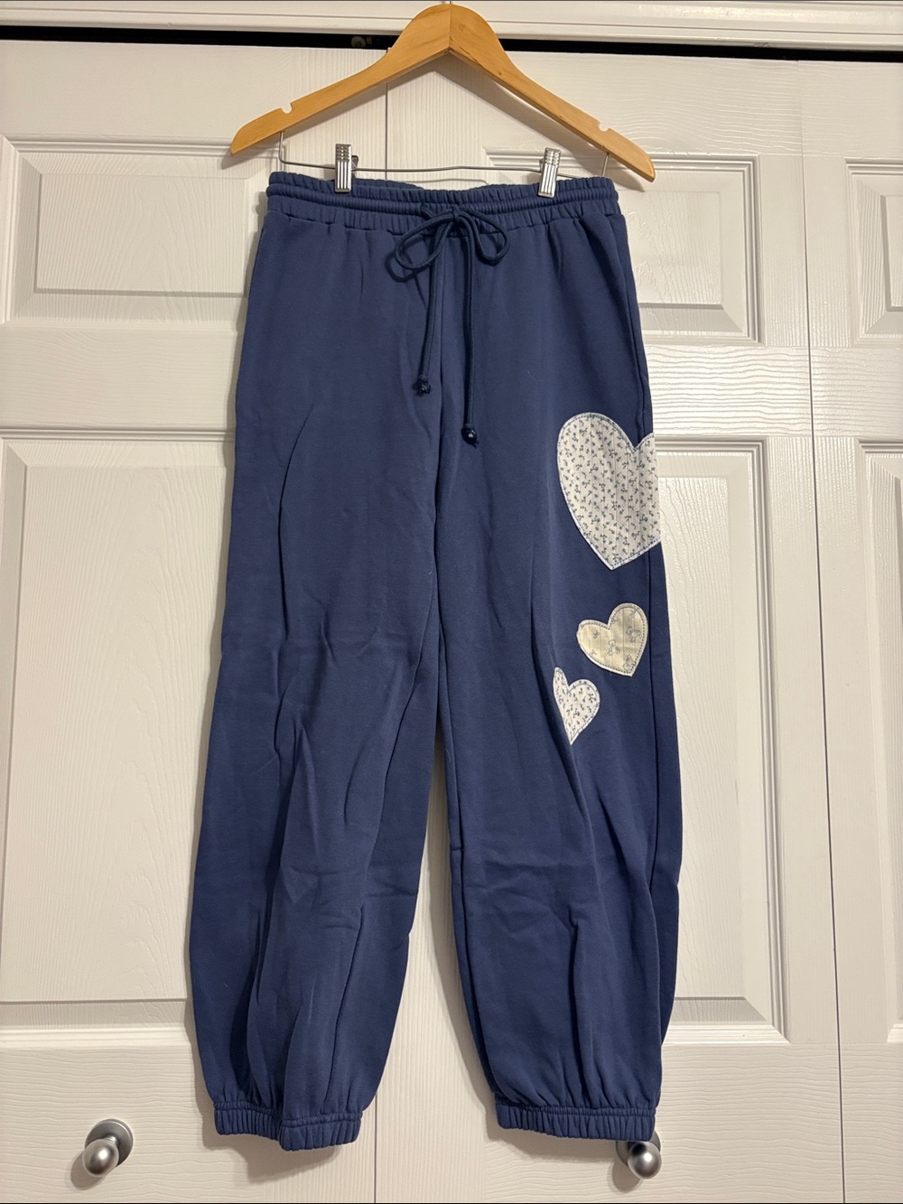 Aeropostale Navy Blue Sweatpants with White Heart Patches